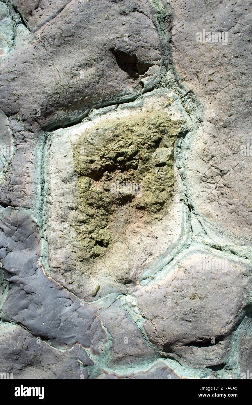 Pillow lava è una roccia vulcanica con struttura a forma di cuscino formata sott'acqua. Questa foto è stata scattata a Barranco de las Angustias, isola di la Palma, CAN Foto Stock