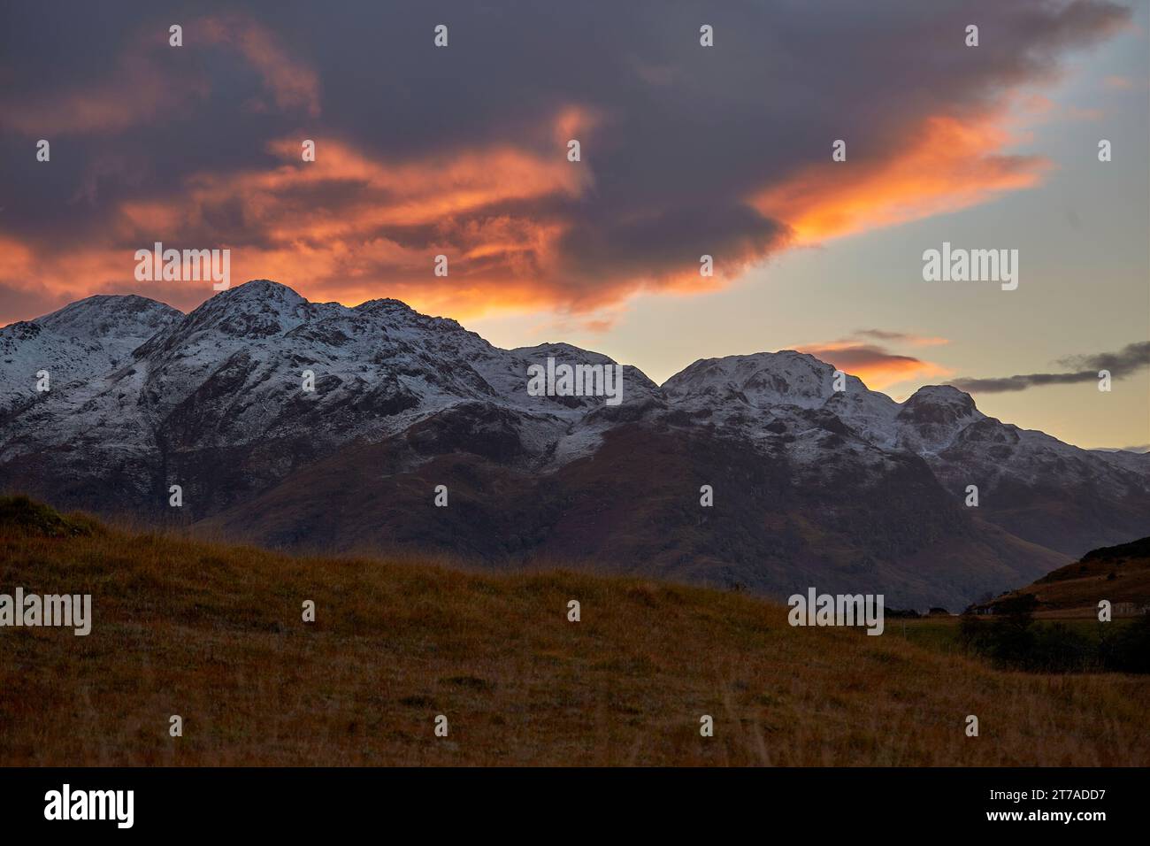 Tramonto nelle Highlands scozzesi Foto Stock