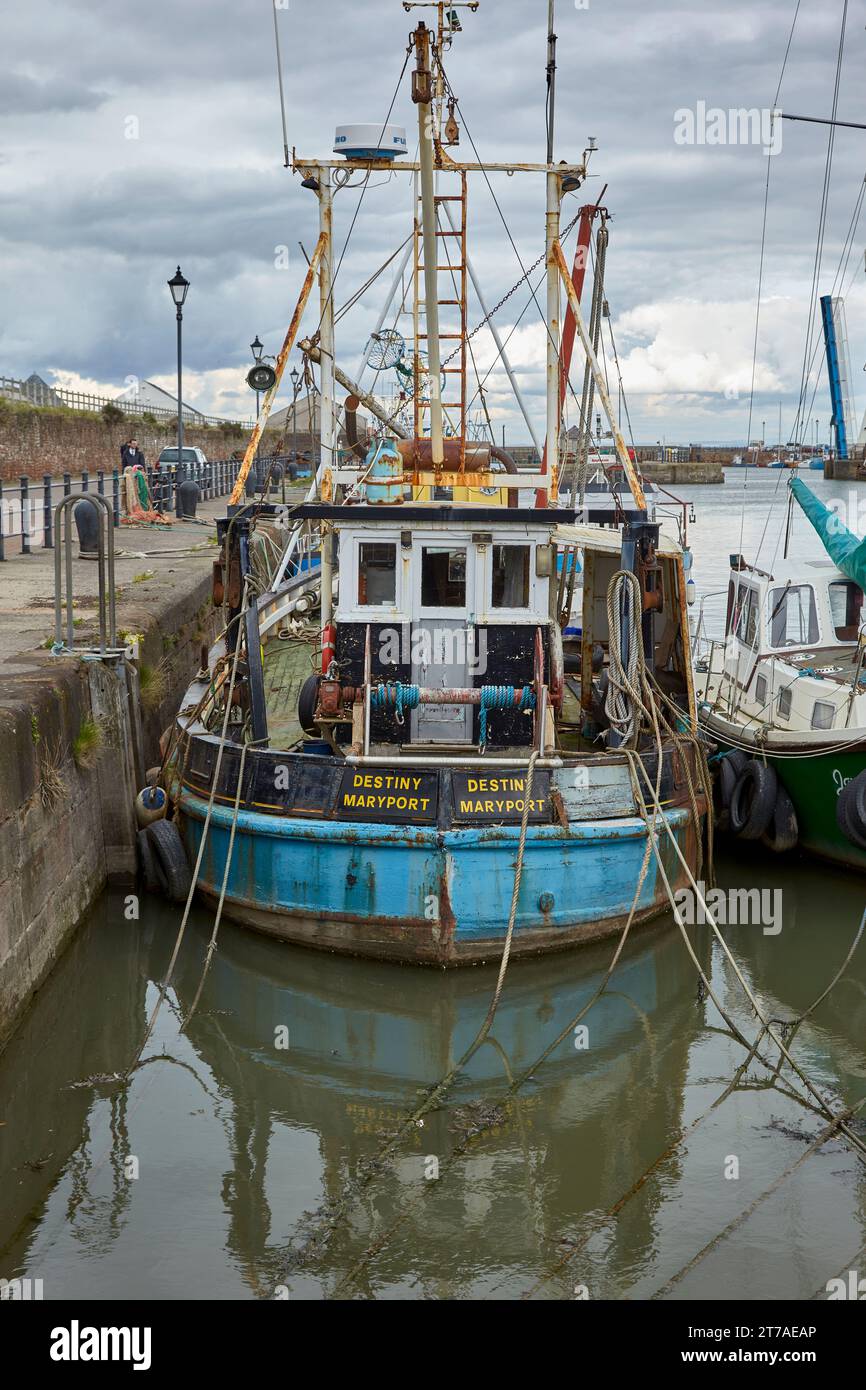 Peschereccio chiamato Destiny Maryport, Cumbria, Inghilterra. Foto Stock