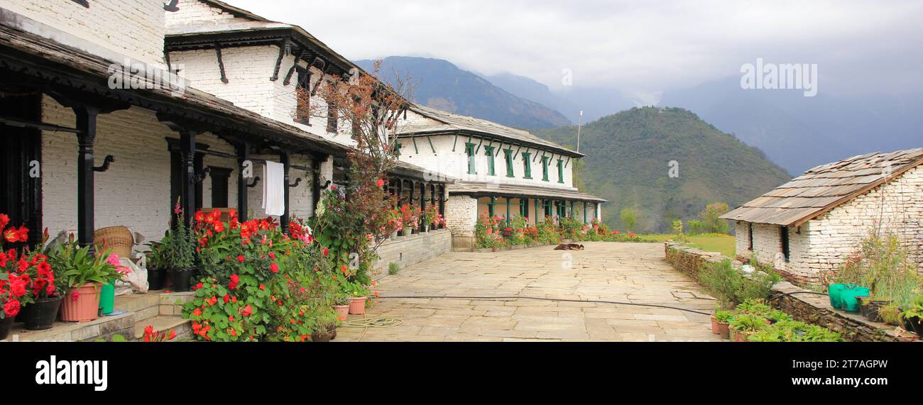 Vecchie case Gurung a Ghandruk, Nepal. Foto Stock