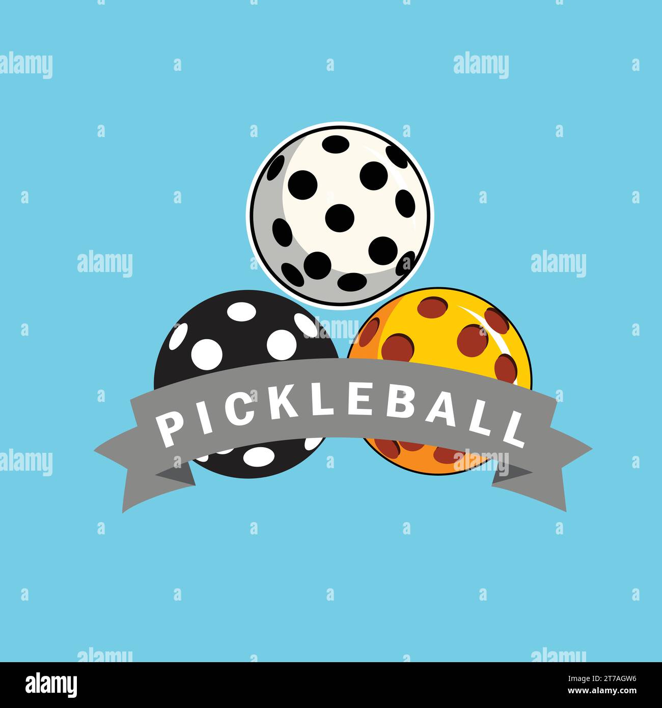 modello di design del logo pickleball in forma vettoriale Illustrazione Vettoriale