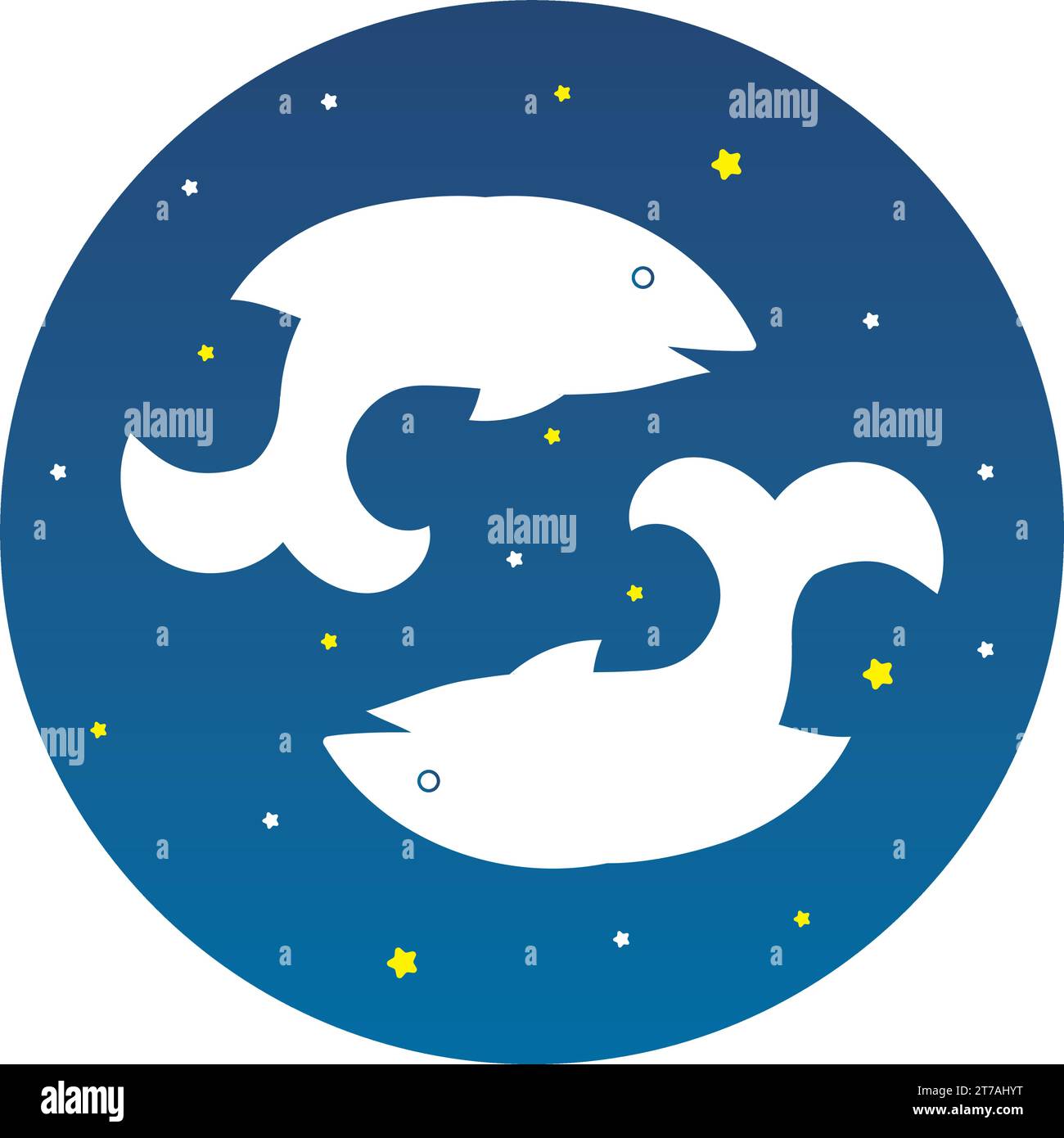 pesci isolati silhouette animale segno zodiacale vettore Illustrazione Vettoriale