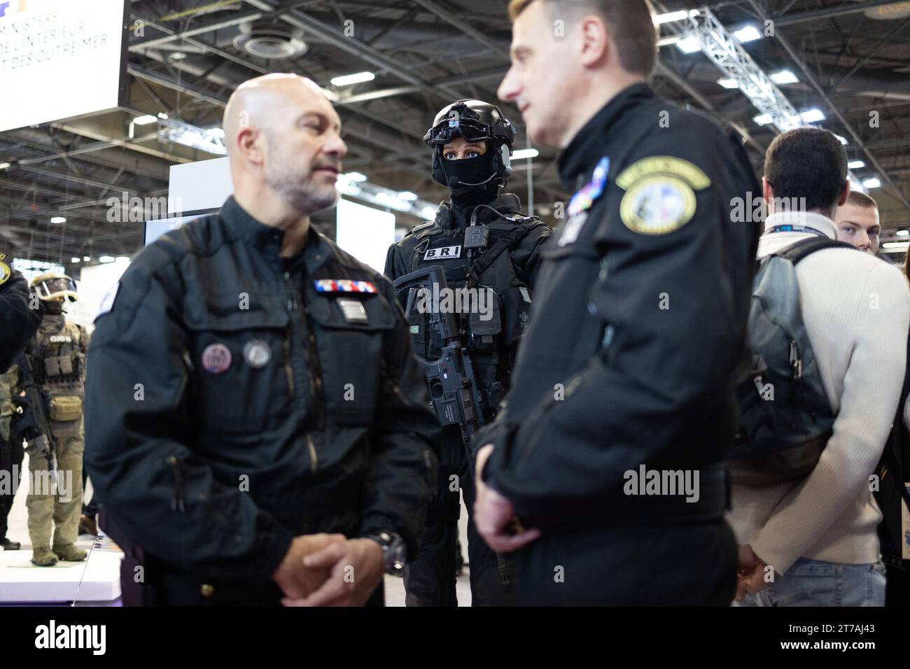 Villepinte, Francia. 14 novembre 2023. BRI è presente alla fiera internazionale della sicurezza nazionale Milipol, al Parc des Expositions di Villepinte, Parigi Surbubs, il 14 novembre 2023. Foto di Raphael Lafargue/ABACAPRESS.COM Credit: Abaca Press/Alamy Live News Foto Stock