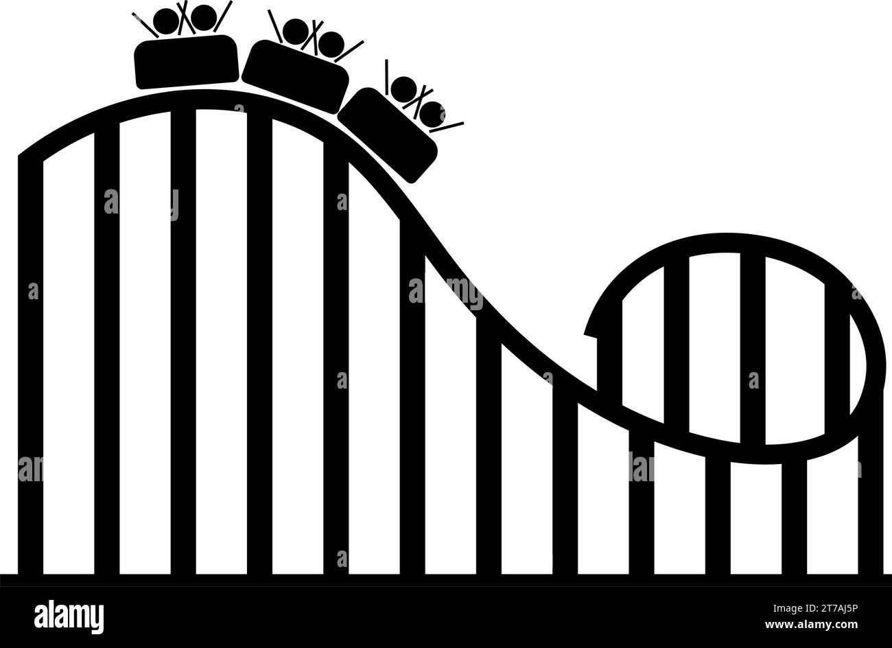 Icon Vector, parco divertimenti con montagne russe isolate Illustrazione Vettoriale