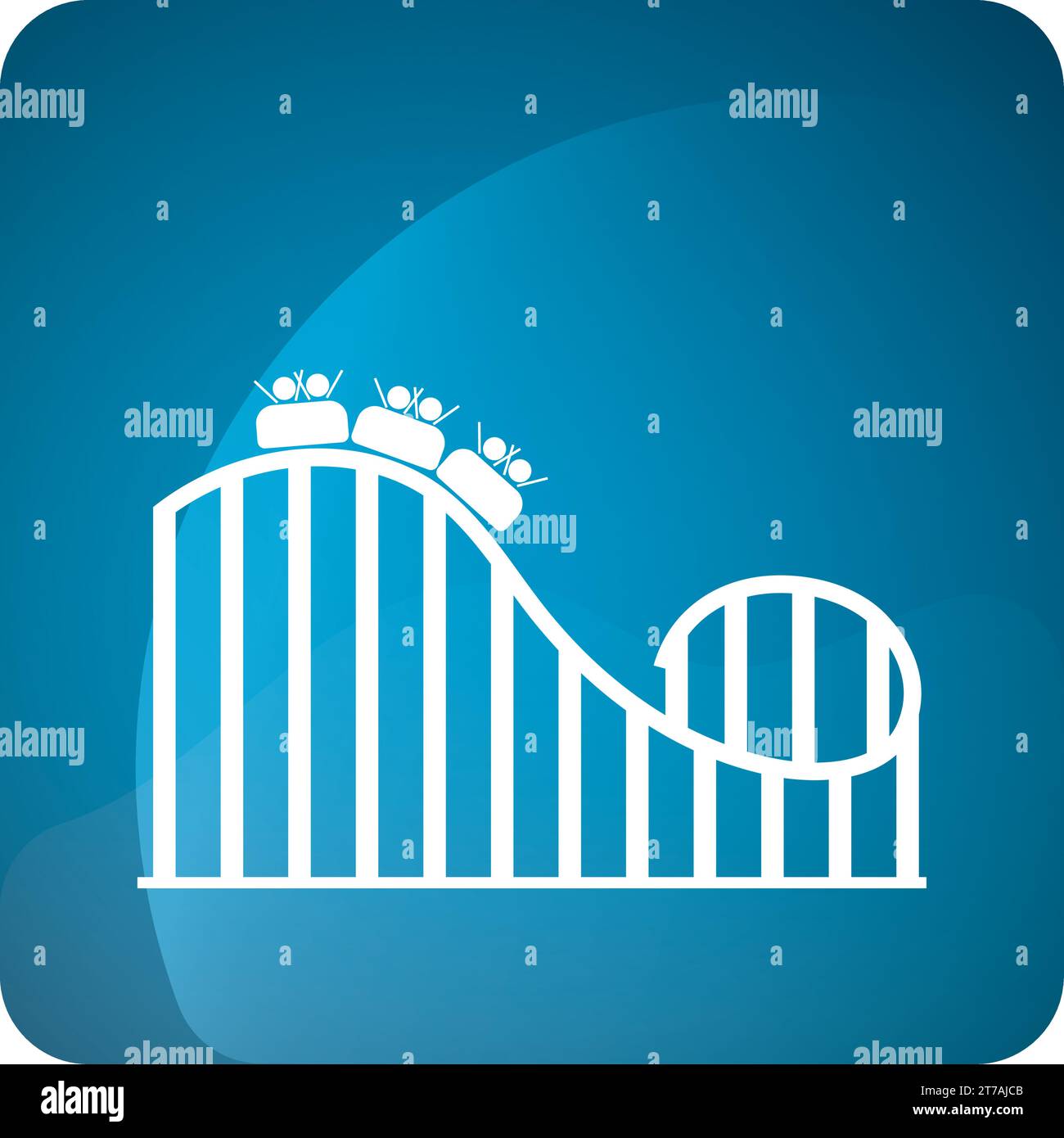 Icon Vector, parco divertimenti con montagne russe isolate Illustrazione Vettoriale