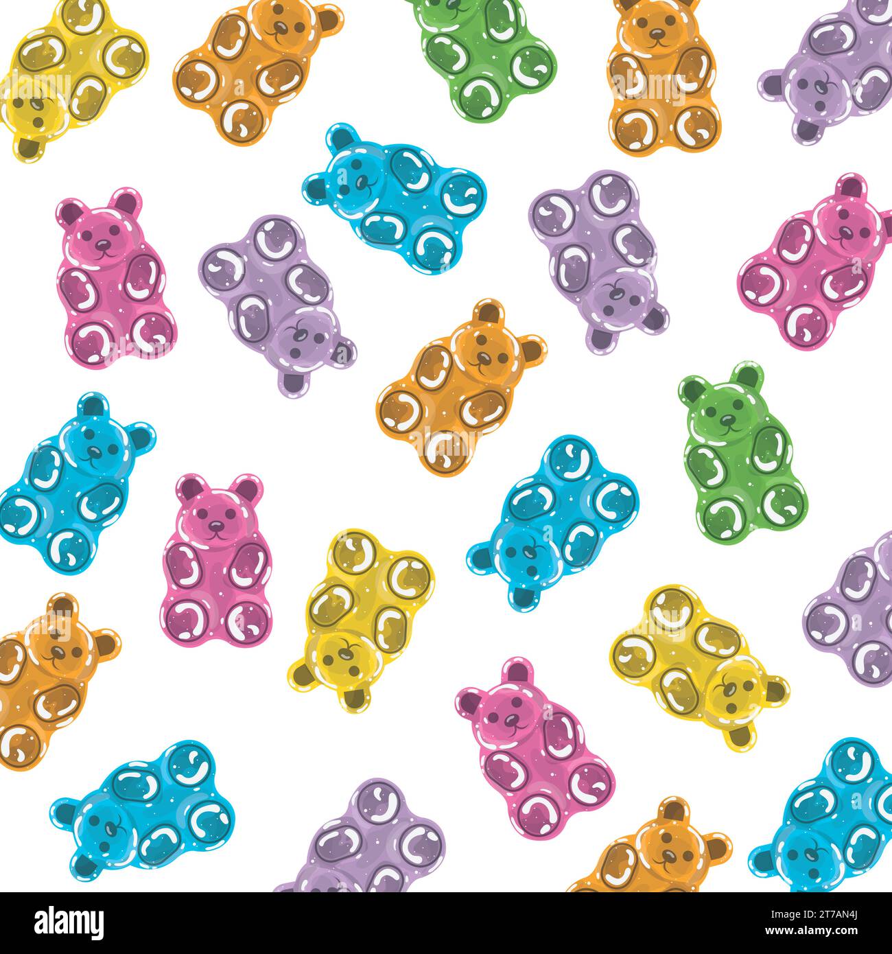 Pattern su sfondo bianco con orsi gommosi vettore Illustrazione Vettoriale