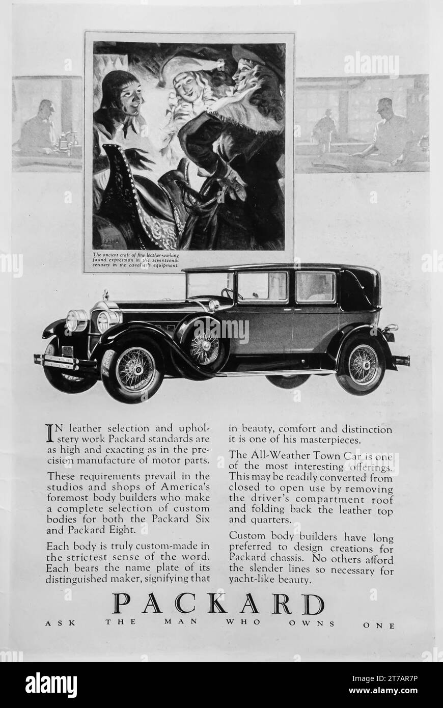 1927 Packard Car ad. Chiedi all'uomo che ne possiede uno. Foto Stock