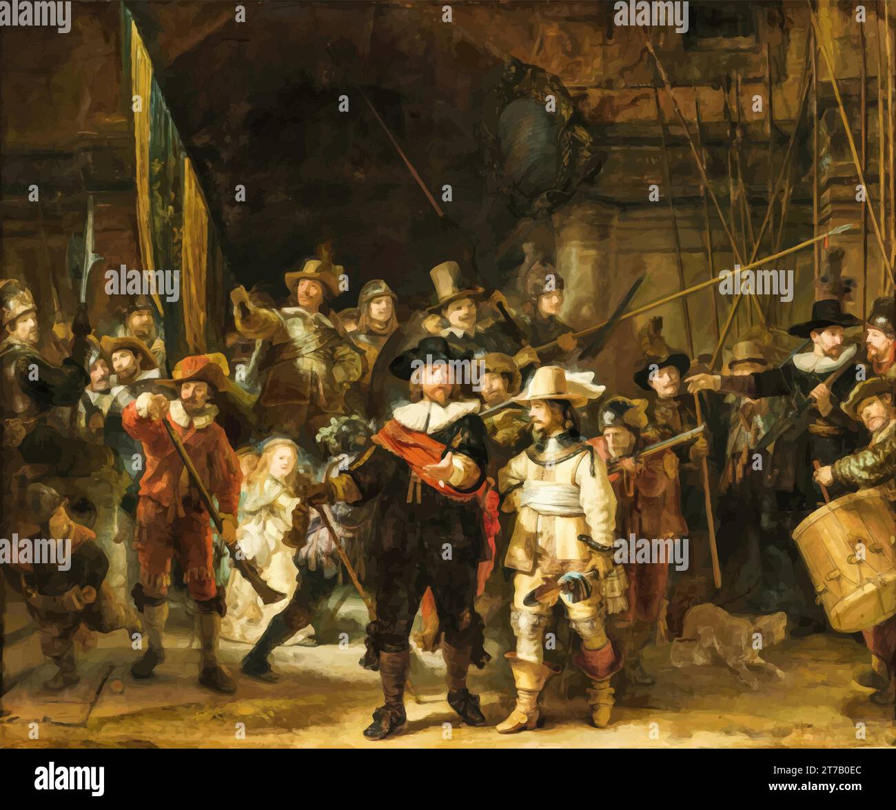 The Night Watch, 1642 – Rembrandt van Rijn Illustrazione Vettoriale