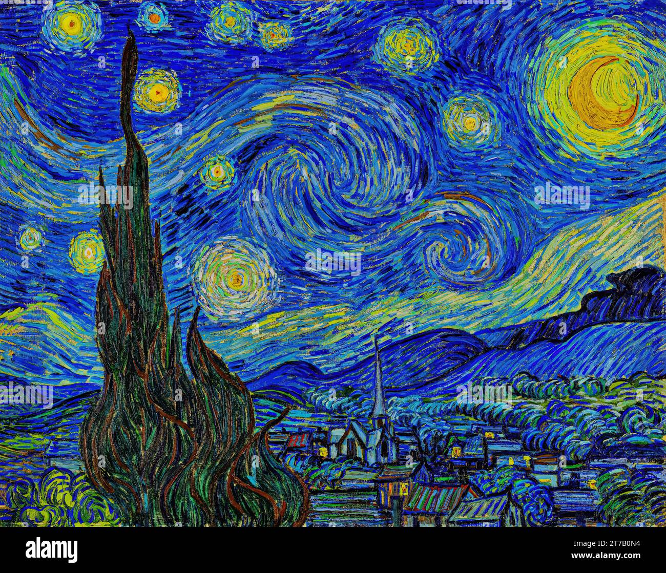 Dipinto "la notte stellata" di Vincent van Gogh Illustrazione Vettoriale