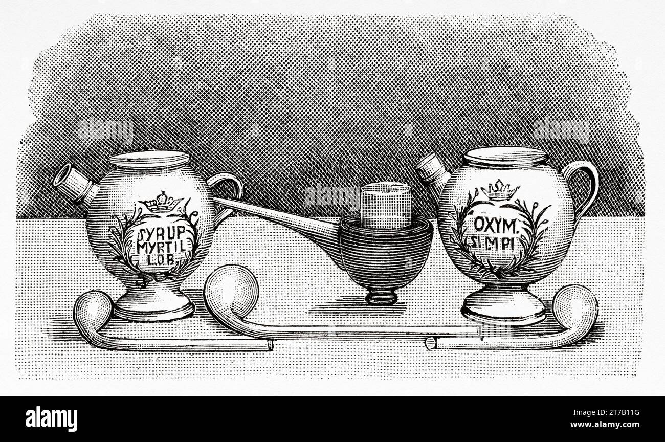 Carl Wilhelm Scheele (1742-1786) apparecchio per indagini. Vecchia illustrazione di la Nature 1887 Foto Stock