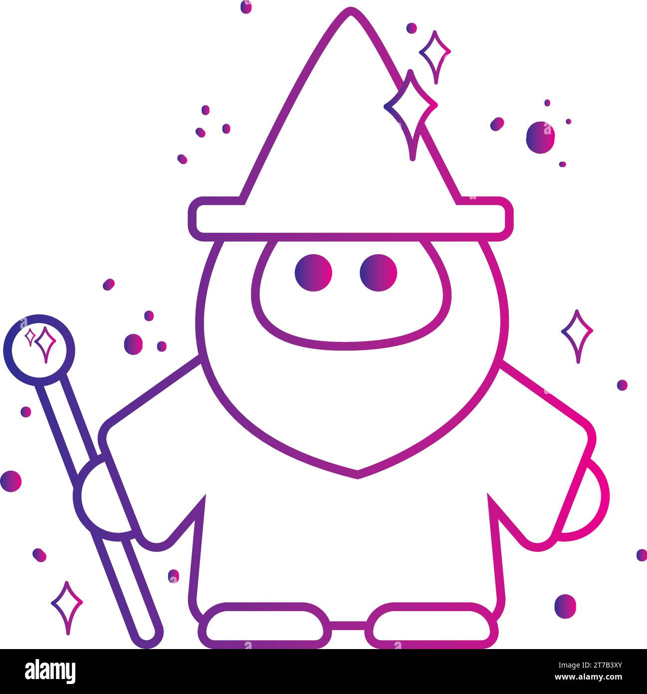 Isolata simpatica icona magica del personaggio di GNOME Vector Illustrazione Vettoriale