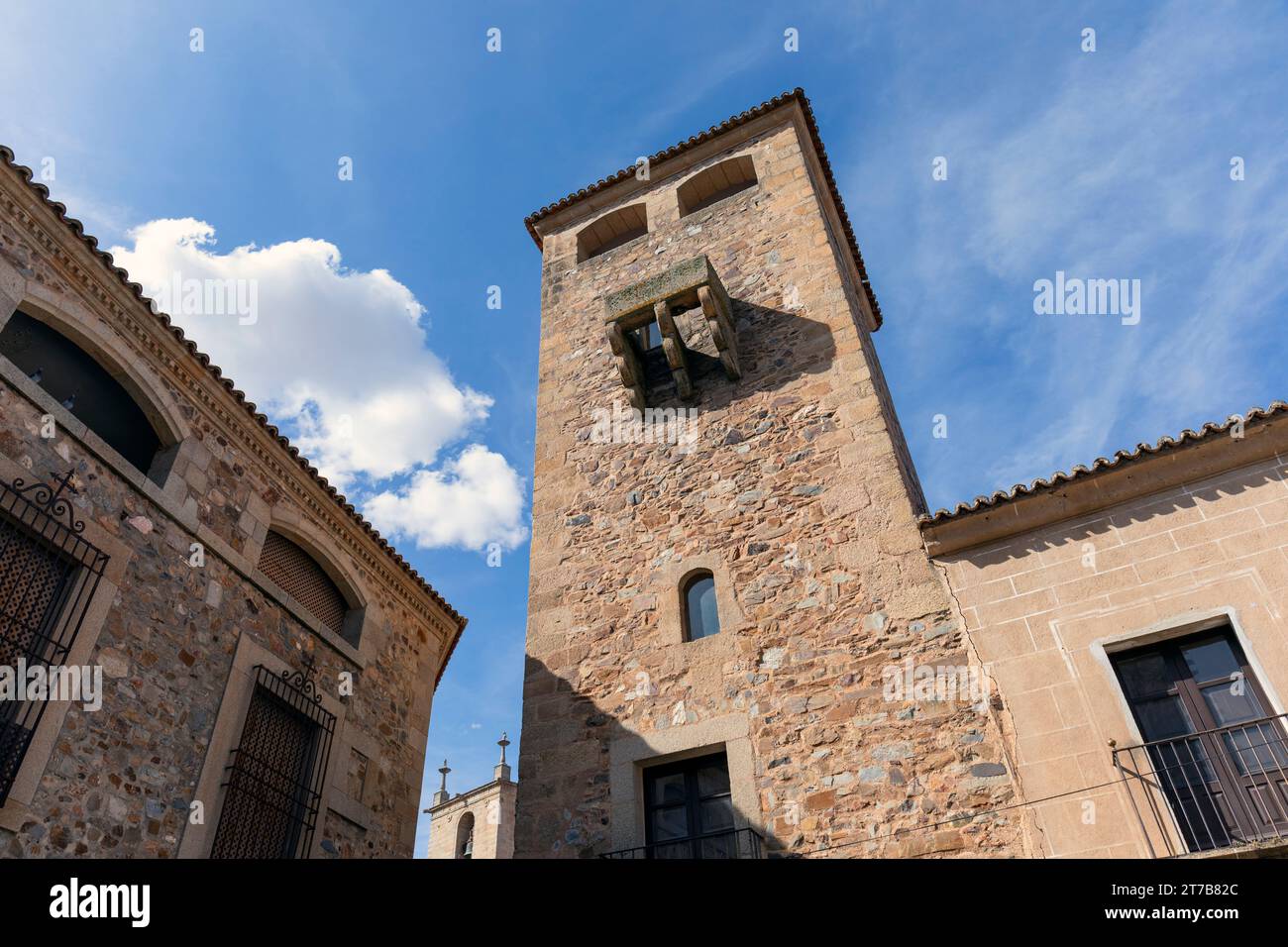 Europa, Spagna, Estremadura, Cáceres, Palace de los Golfines de Abajo (Palacio de los Golfines de Abajo, Museo del patrimonio culturale) Foto Stock