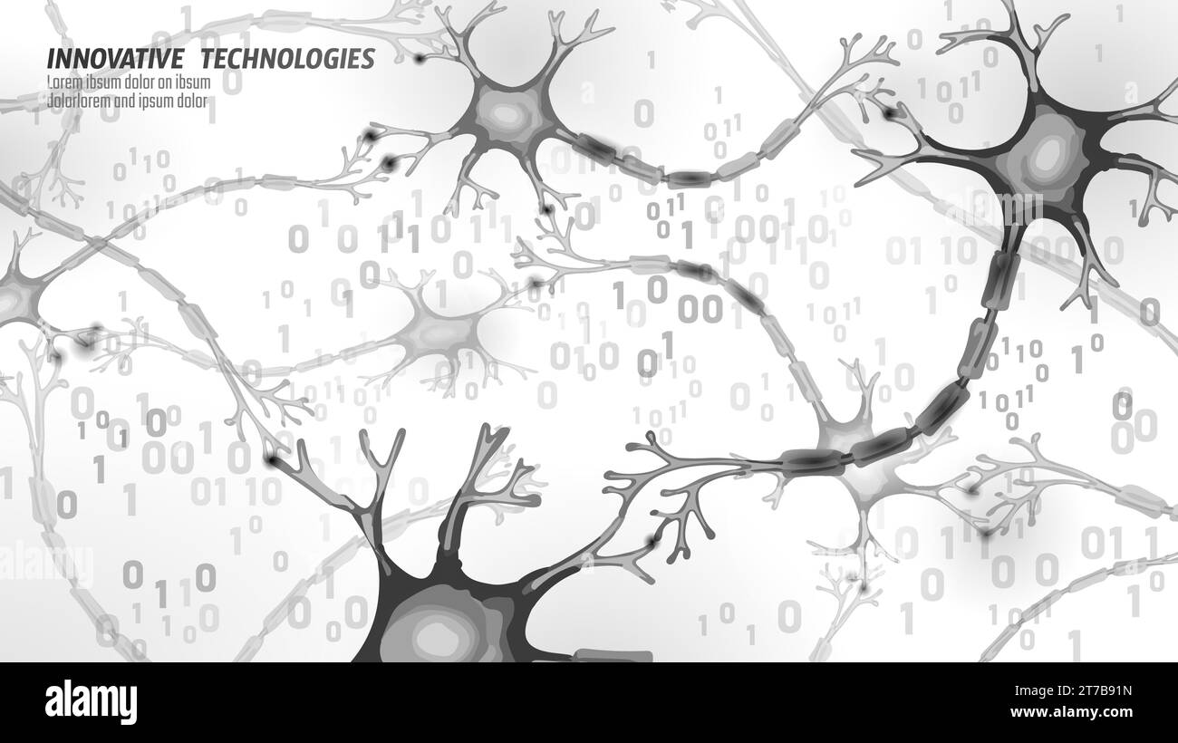 Neurone umano bassa poli anatomia del concetto. Rete neurale artificiale tecnologia scienza medicina il cloud computing. AI 3D astratto sistema di biologia. Forma poligonale Illustrazione Vettoriale