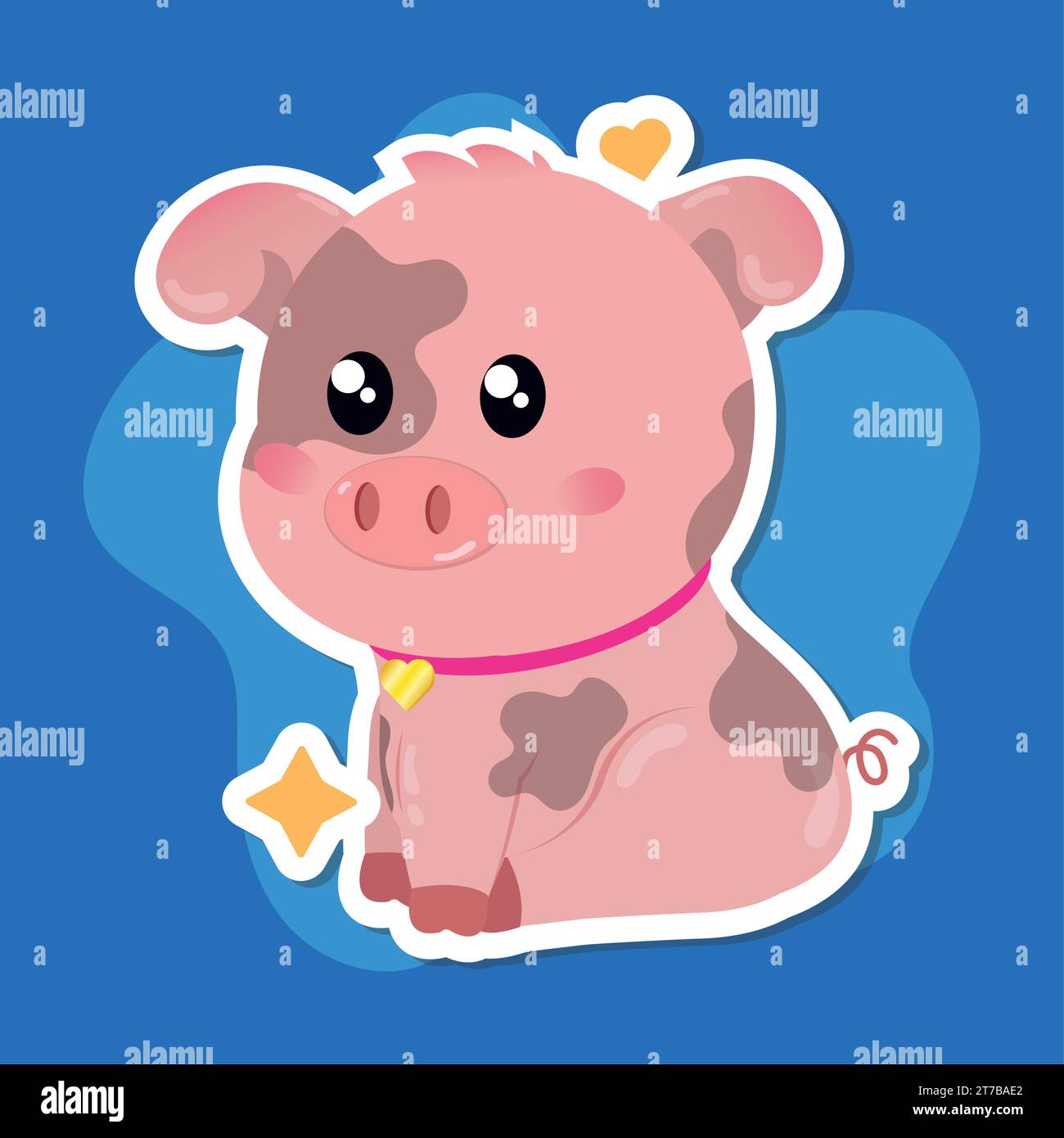 Isolata carina personaggio dei cartoni animati di maiale Vector Illustrazione Vettoriale