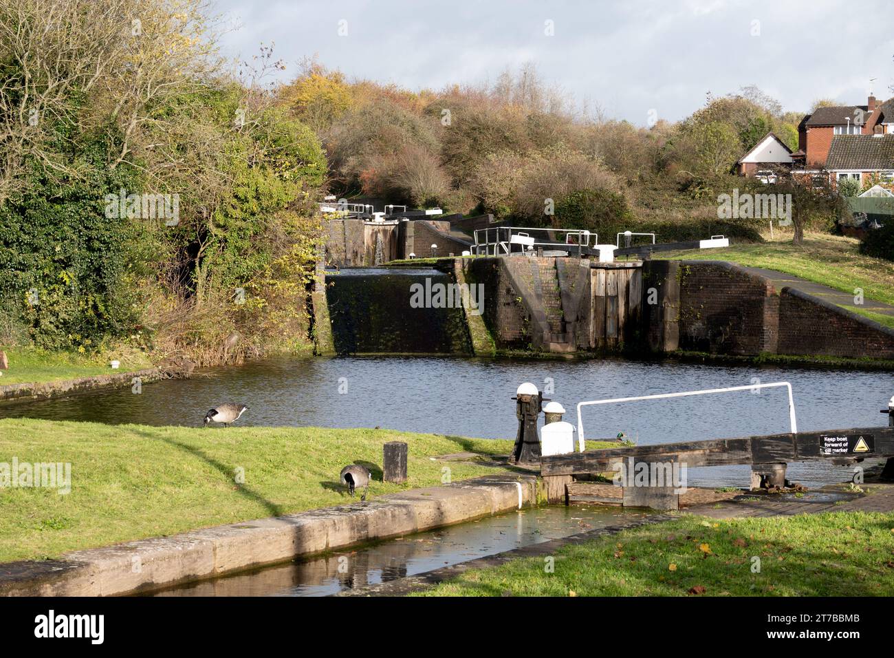 Delph Locks on the Dudley No.1 Canal, Brierley Hill, West Midlands, Inghilterra, Regno Unito Foto Stock