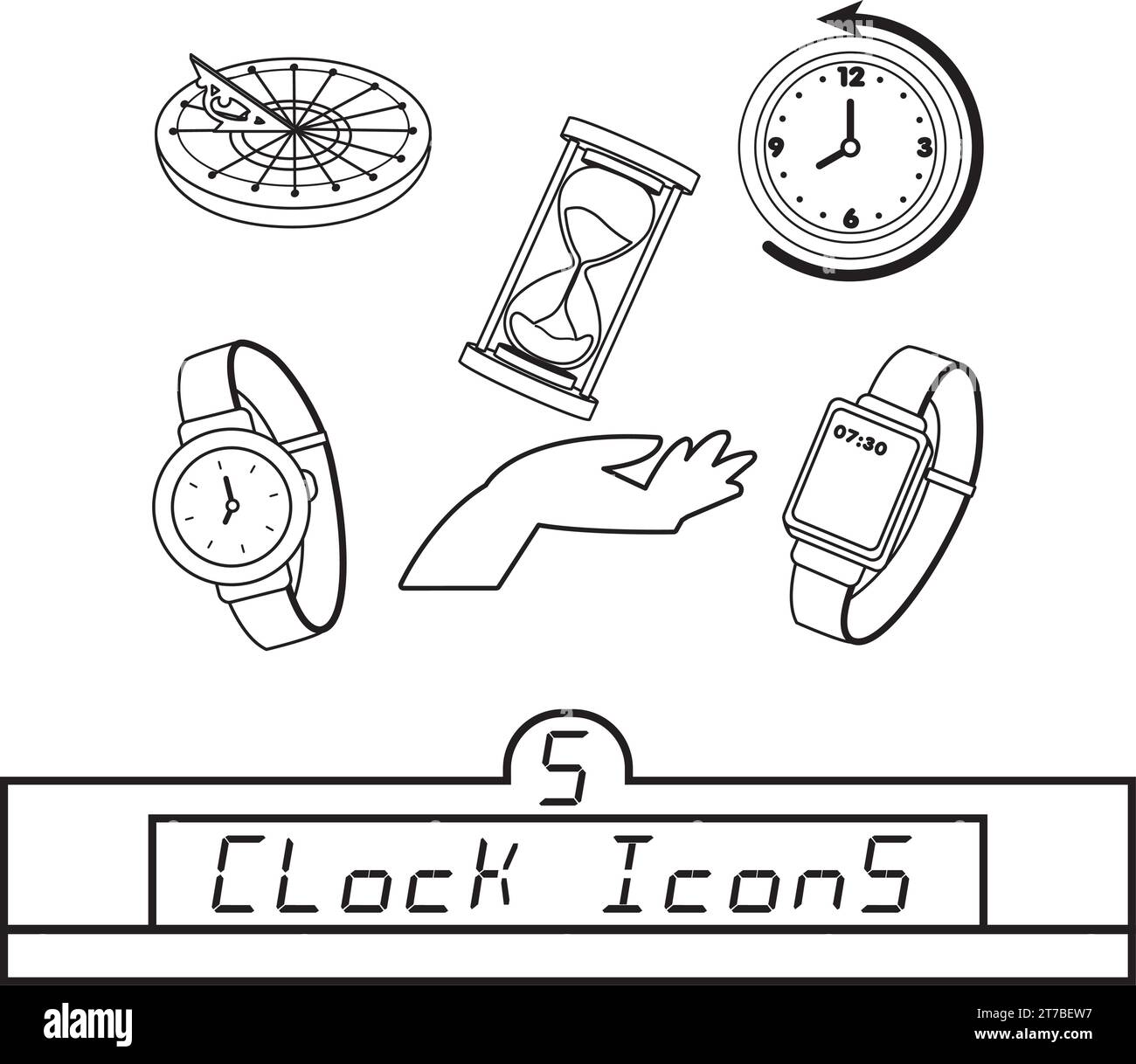 Set di diverse icone di orologio Vector Illustrazione Vettoriale