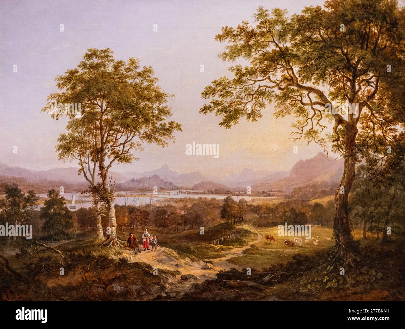 "Scottish Landscape" di Jane Nasmyth (1788-1867). Olio su tela. Foto Stock