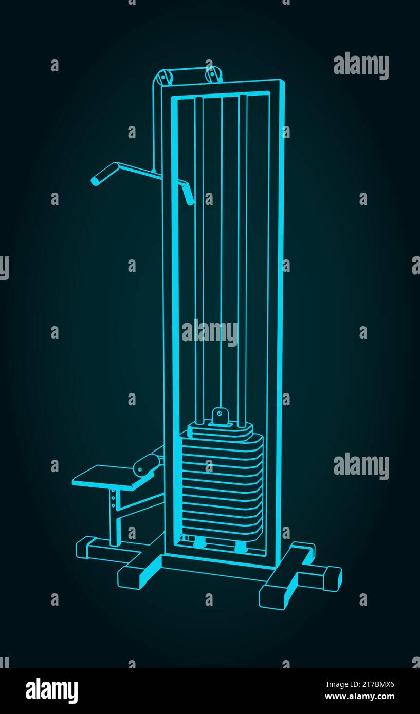 Illustrazione vettoriale stilizzata del progetto di una macchina a discesa lat Illustrazione Vettoriale