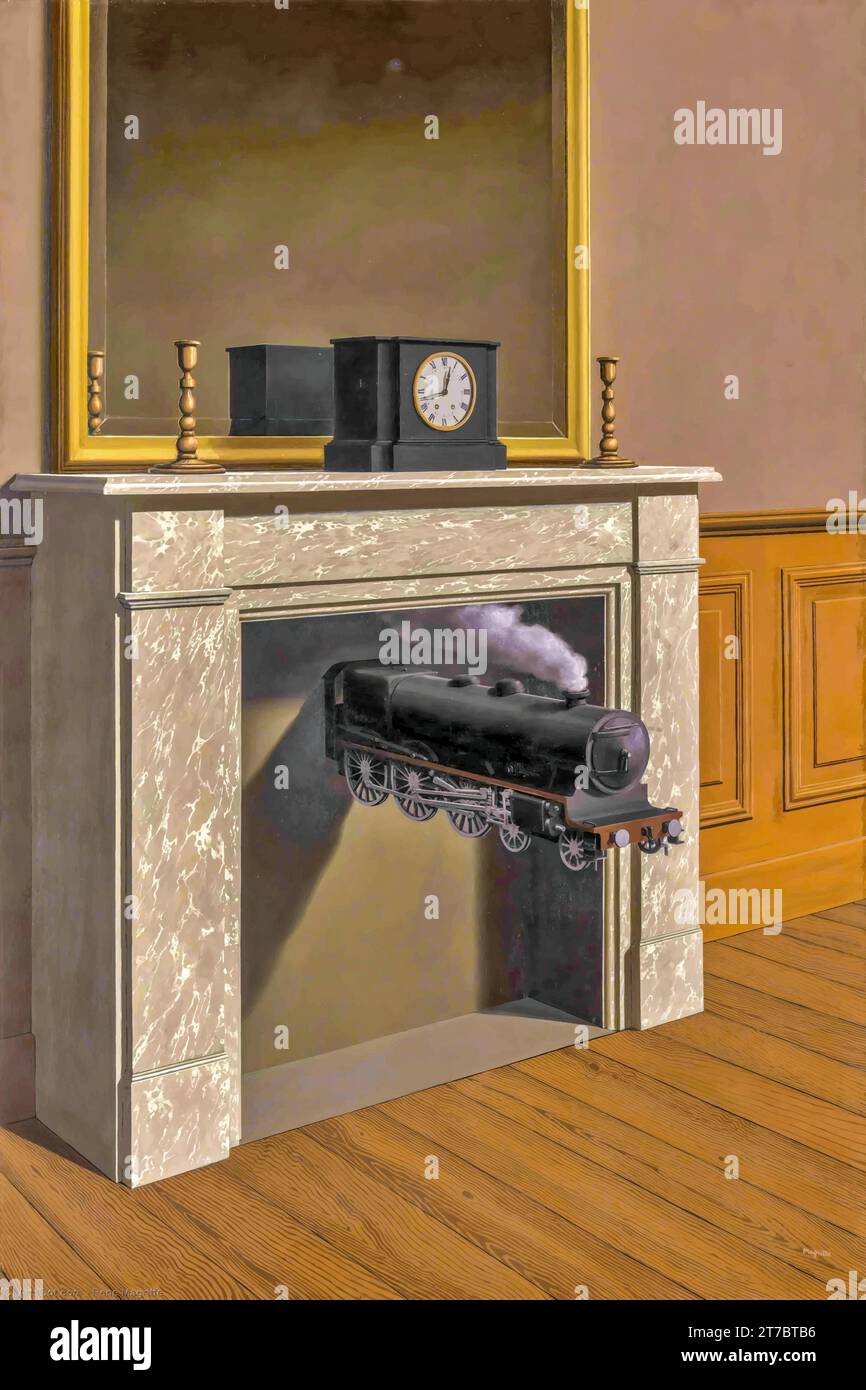 "Time Transfixed by Rene Magritte: A Classic Art Masterpiece" Illustrazione Vettoriale