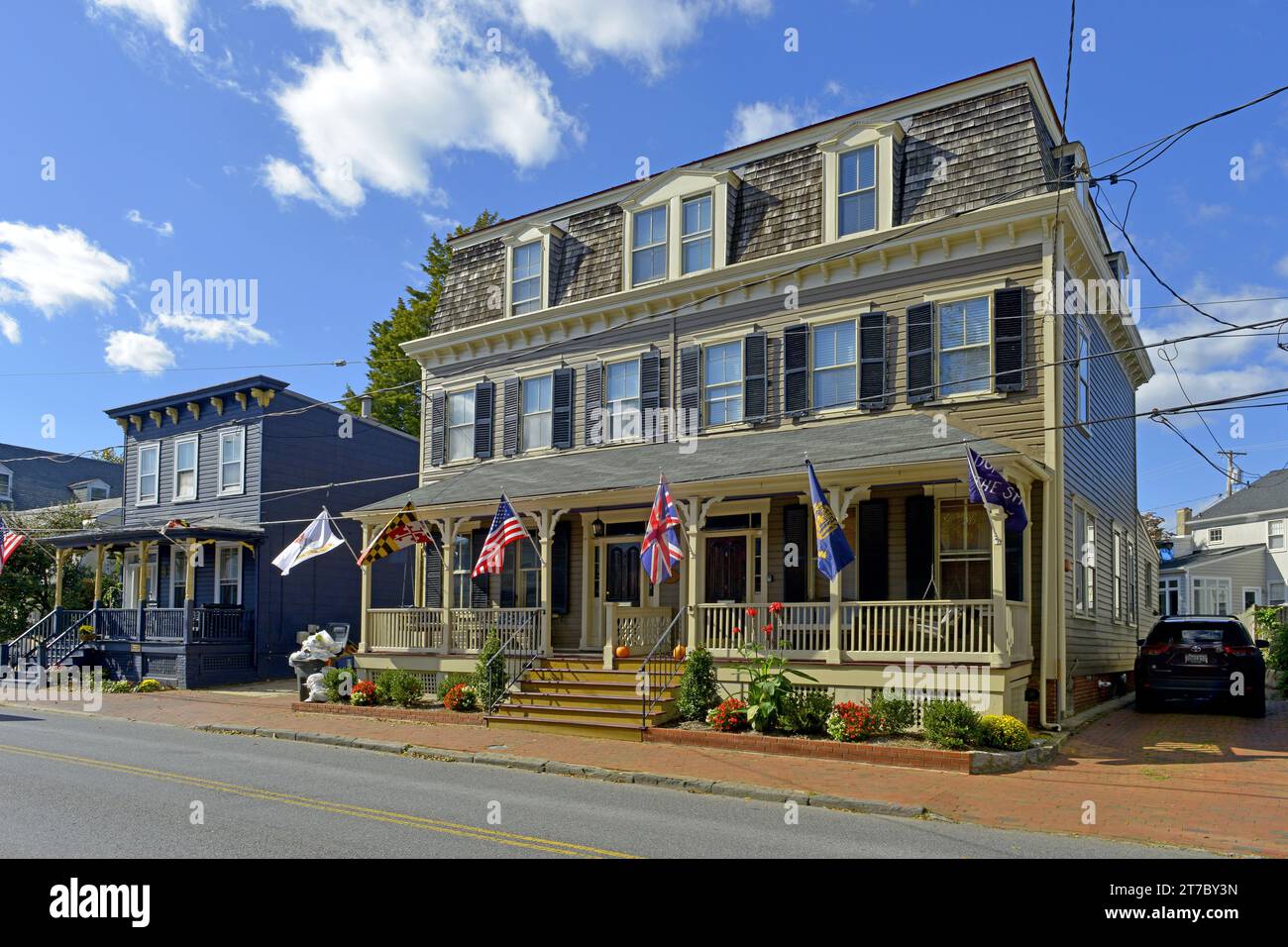 Case residenziali nella storica Annapolis, Maryland Foto Stock