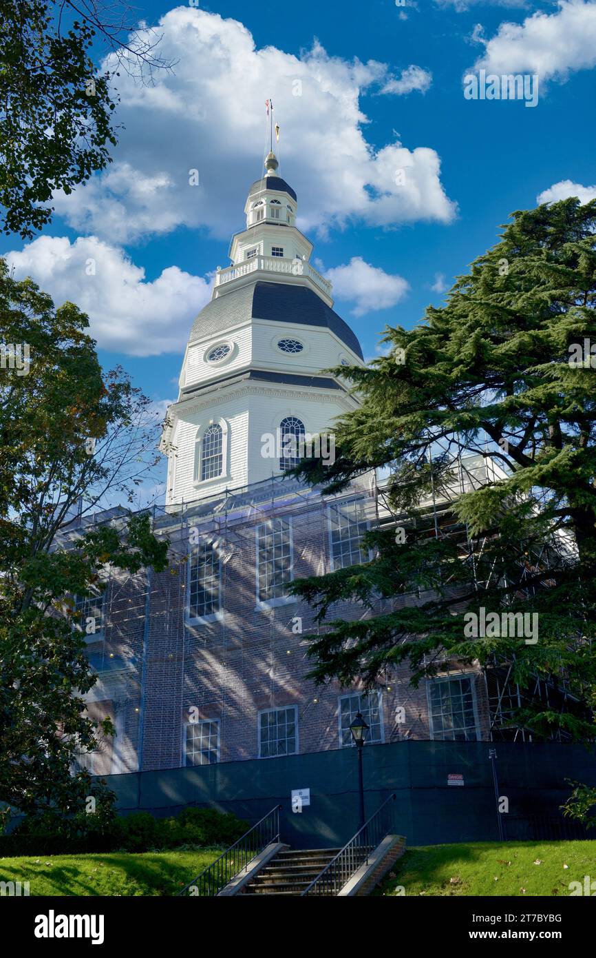 La Maryland State House ad Annapolis, Maryland. Costruito nel 1779 in questa storica East Coast American City Foto Stock