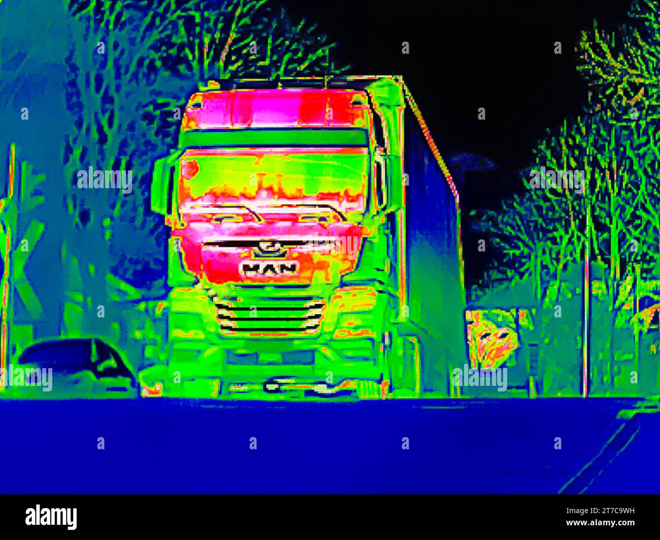 Camion, camion UOMO, foto simbolica, termocamera, termografia, interpolata, Germania Foto Stock