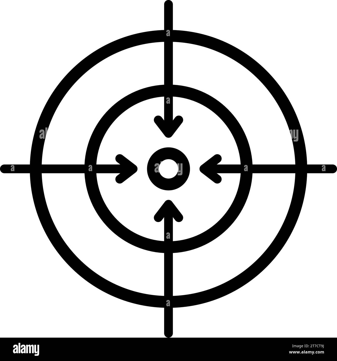 Icona lineare di un simbolo di destinazione come concetto di obiettivo o attenzione di messa a fuoco Illustrazione Vettoriale