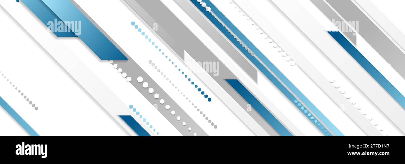 Sfondo geometrico astratto blu bianco. Design di banner vettoriali tecnologici Illustrazione Vettoriale