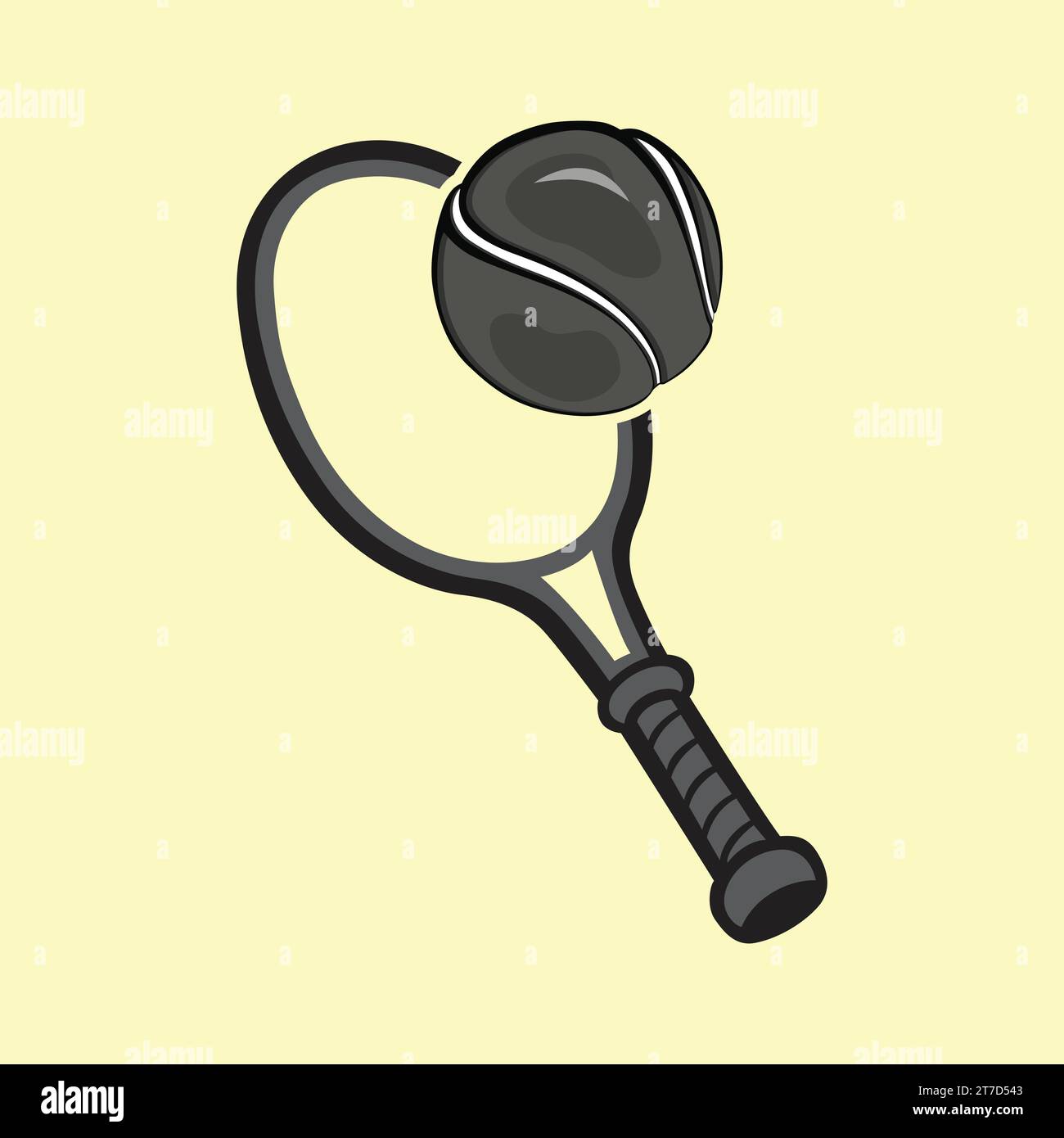 palla da tennis e racchetta in formato vettoriale Illustrazione Vettoriale