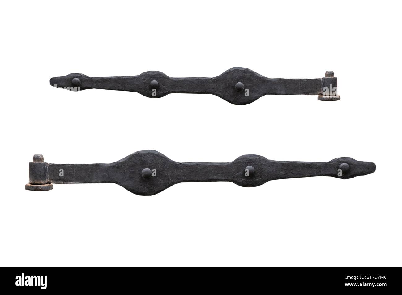 vecchia cerniera in metallo isolata su sfondo bianco Foto Stock