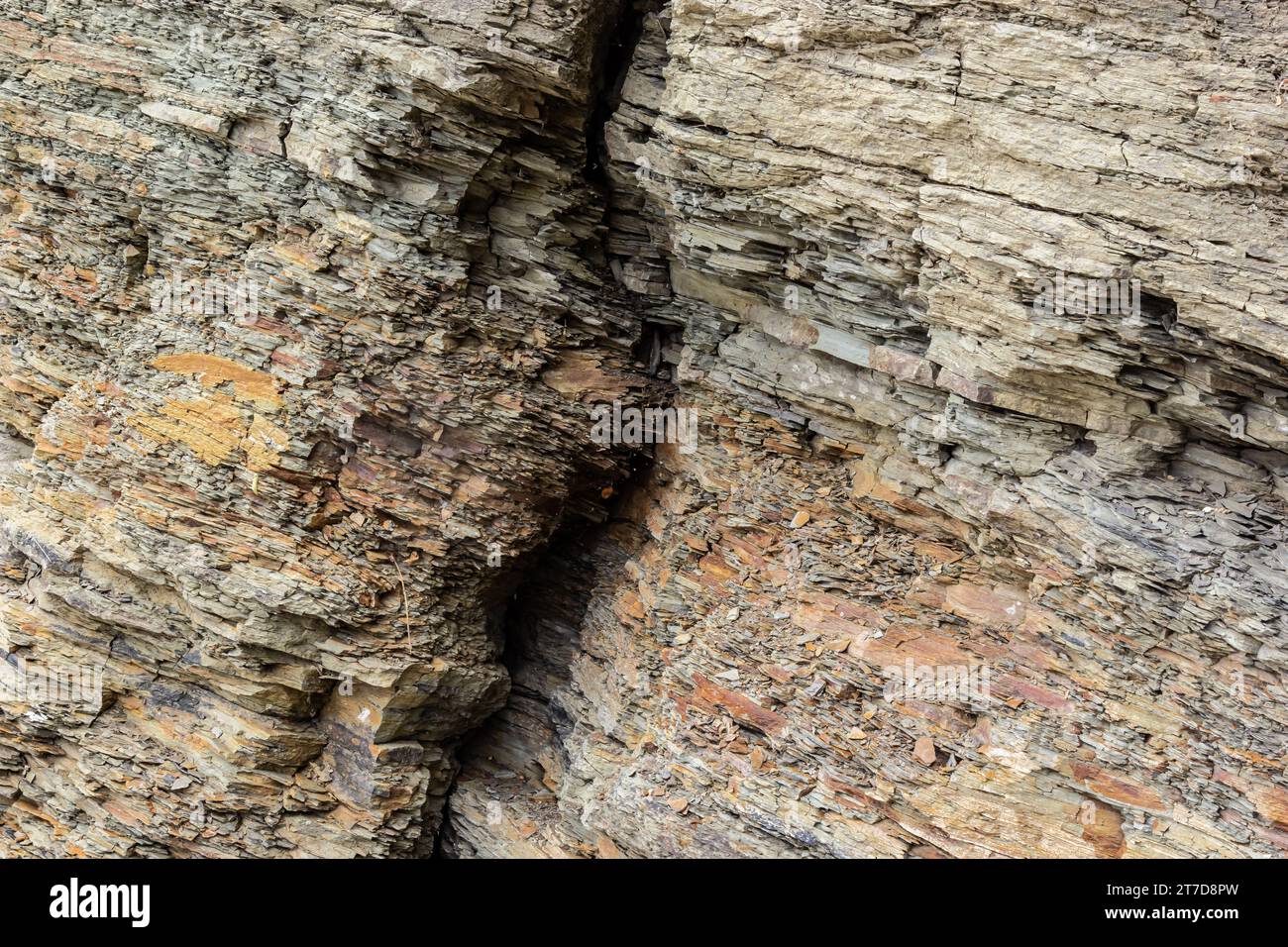 La maggior parte delle rocce esposte sulla superficie della Terra sono rocce sedimentarie. Le rocce sedimentarie sono formate particella per particella e letto per letto, e il laye Foto Stock