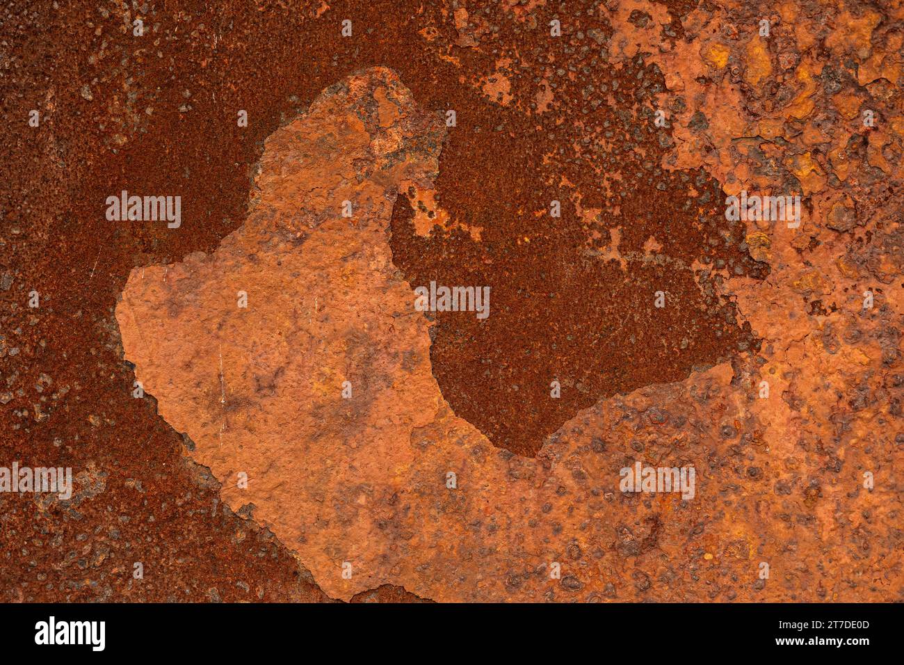 Metallo ruggine. Piastra di ferro arrugginito. Struttura grunge invecchiata del settore in acciaio arrugginito immagine superficiale con dettagli macro elevati sporca. Foto Stock