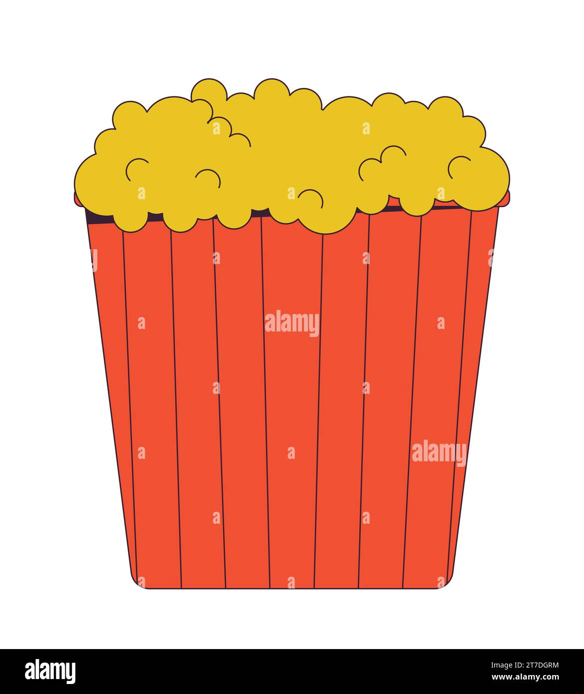 Oggetto cartoon lineare 2D benna popcorn Illustrazione Vettoriale