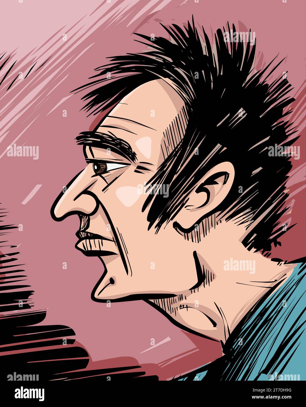 illustrazione del disegno di caricatura del profilo uomo Illustrazione Vettoriale