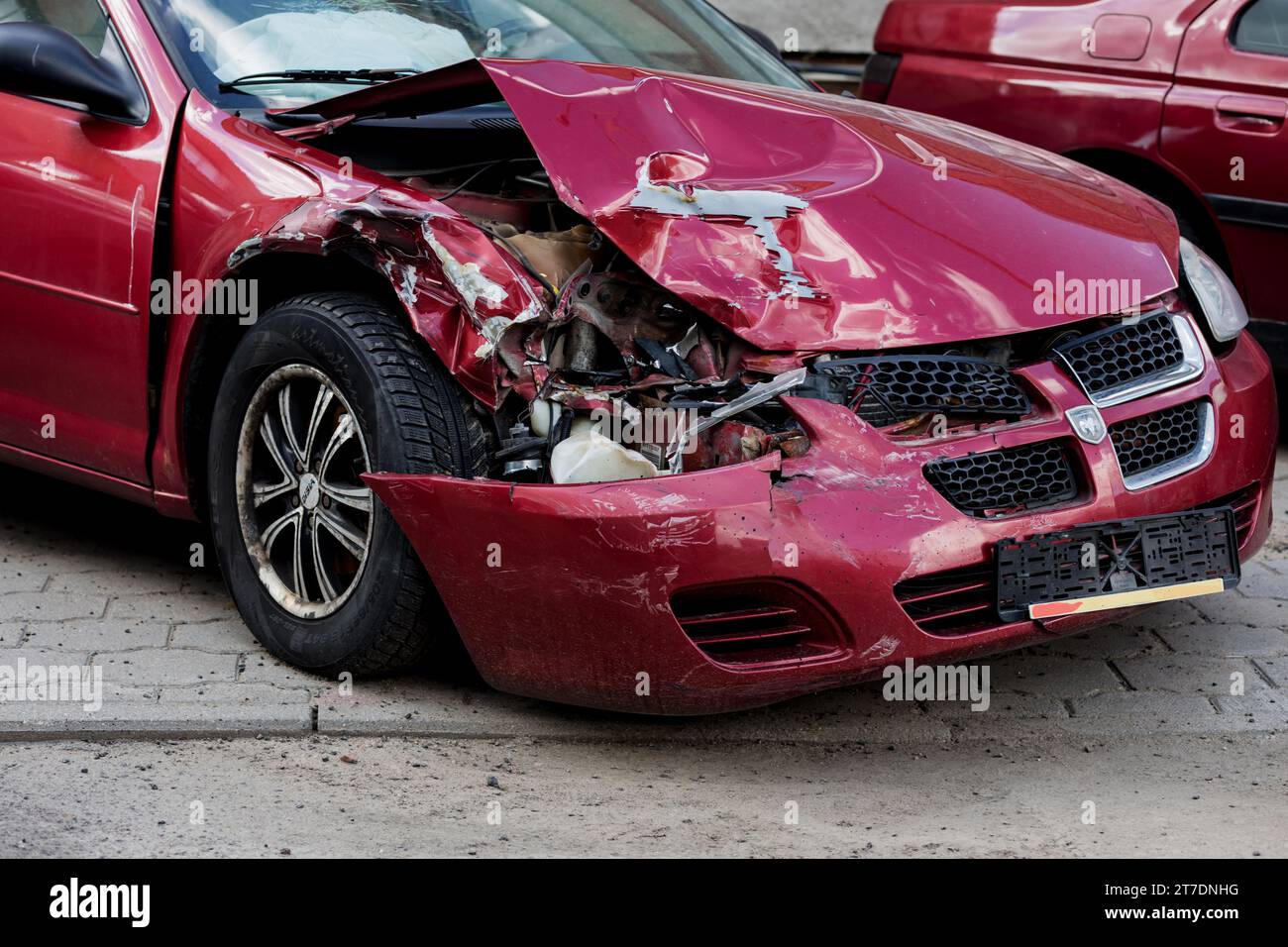 Minsk, Bielorussia, 15 novembre 2023 - incidente stradale Dodge Car. Assicurazione auto Foto Stock