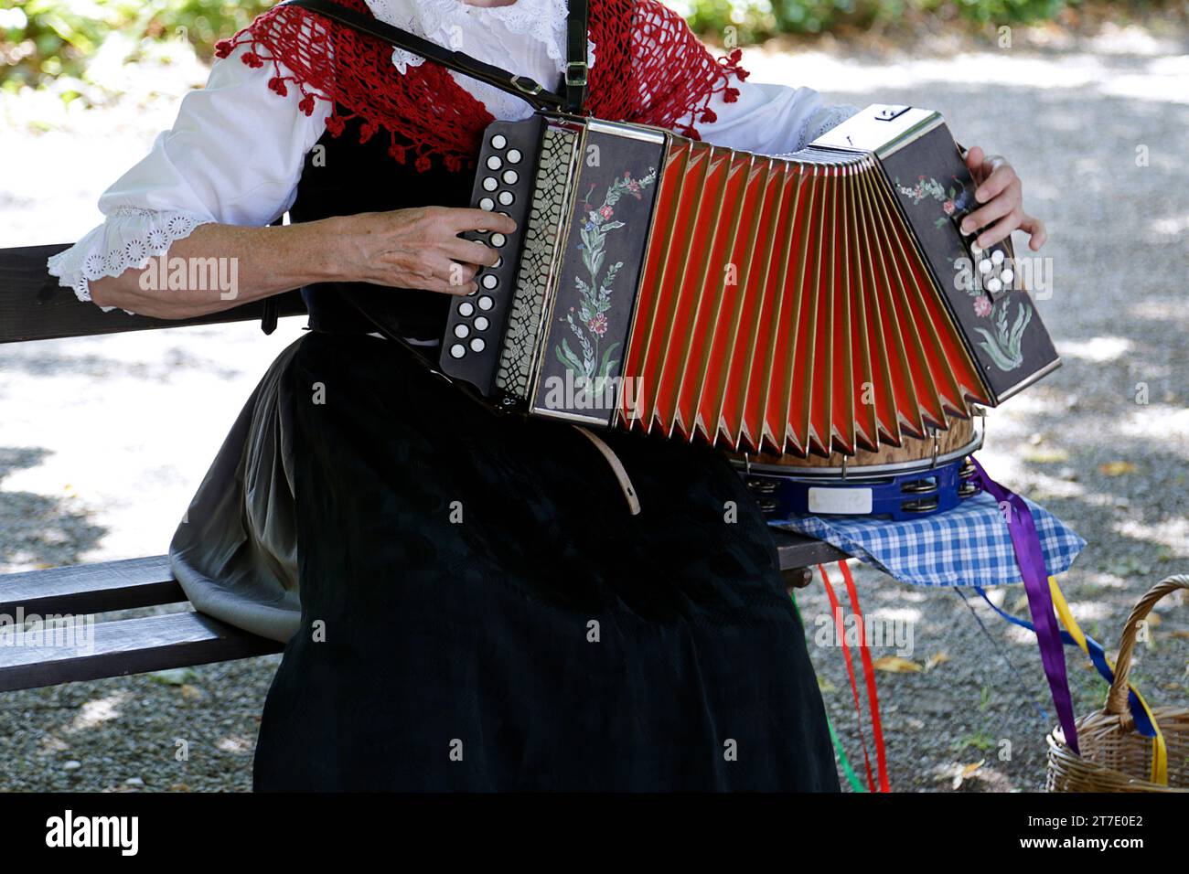 Donna senior che suona la fisarmonica immagini e fotografie stock ad