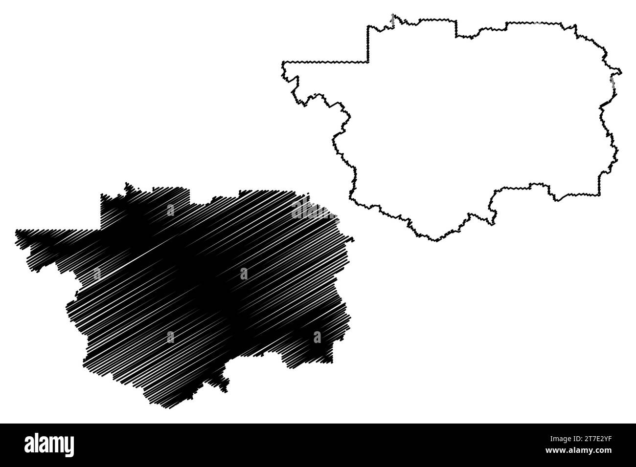 Cariboo Regional District (Canada, Columbia Britannica o Provincia BC, Nord America) mappa illustrazione vettoriale, schizzo di tracciatura mappa Cariboo Illustrazione Vettoriale