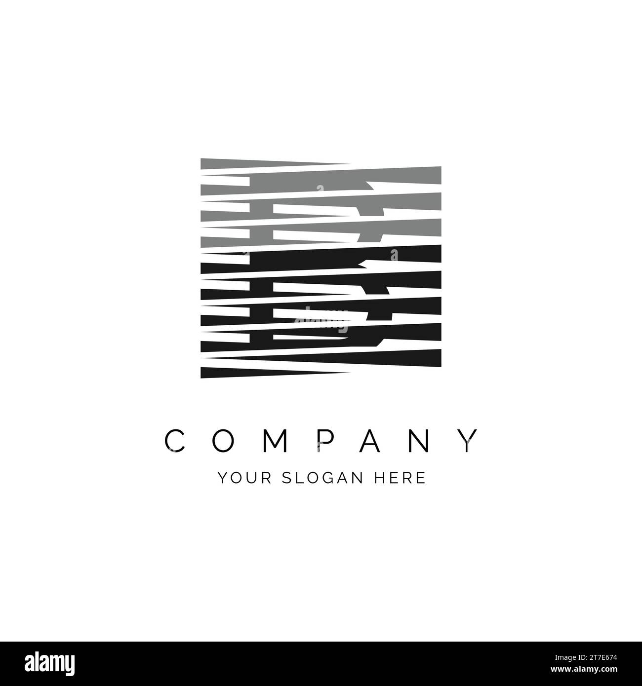 Logo Letter B, design quadrato moderno astratto adatto per il Web e il taglio a zig-zag aziendale Illustrazione Vettoriale