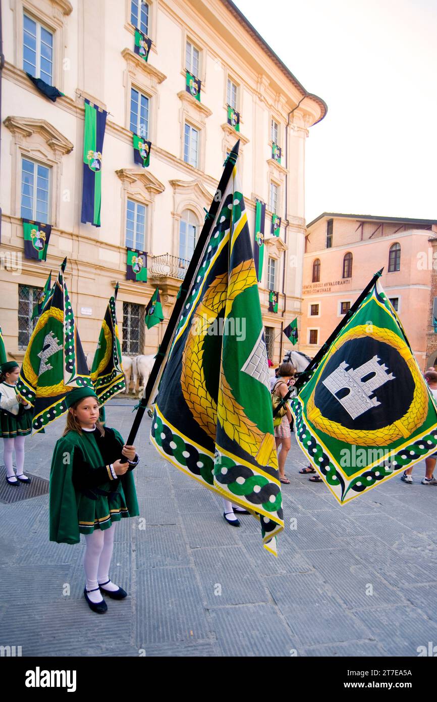 palio dei terzieri, la rocca di città della pieve, umbria, italia Foto Stock