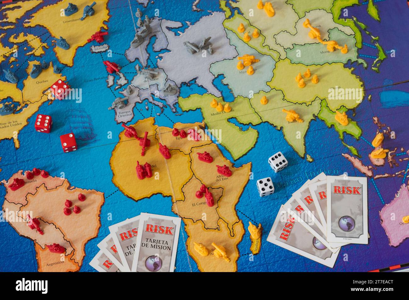 Bella mappa del classico gioco da tavolo di strategia di rischio Foto Stock