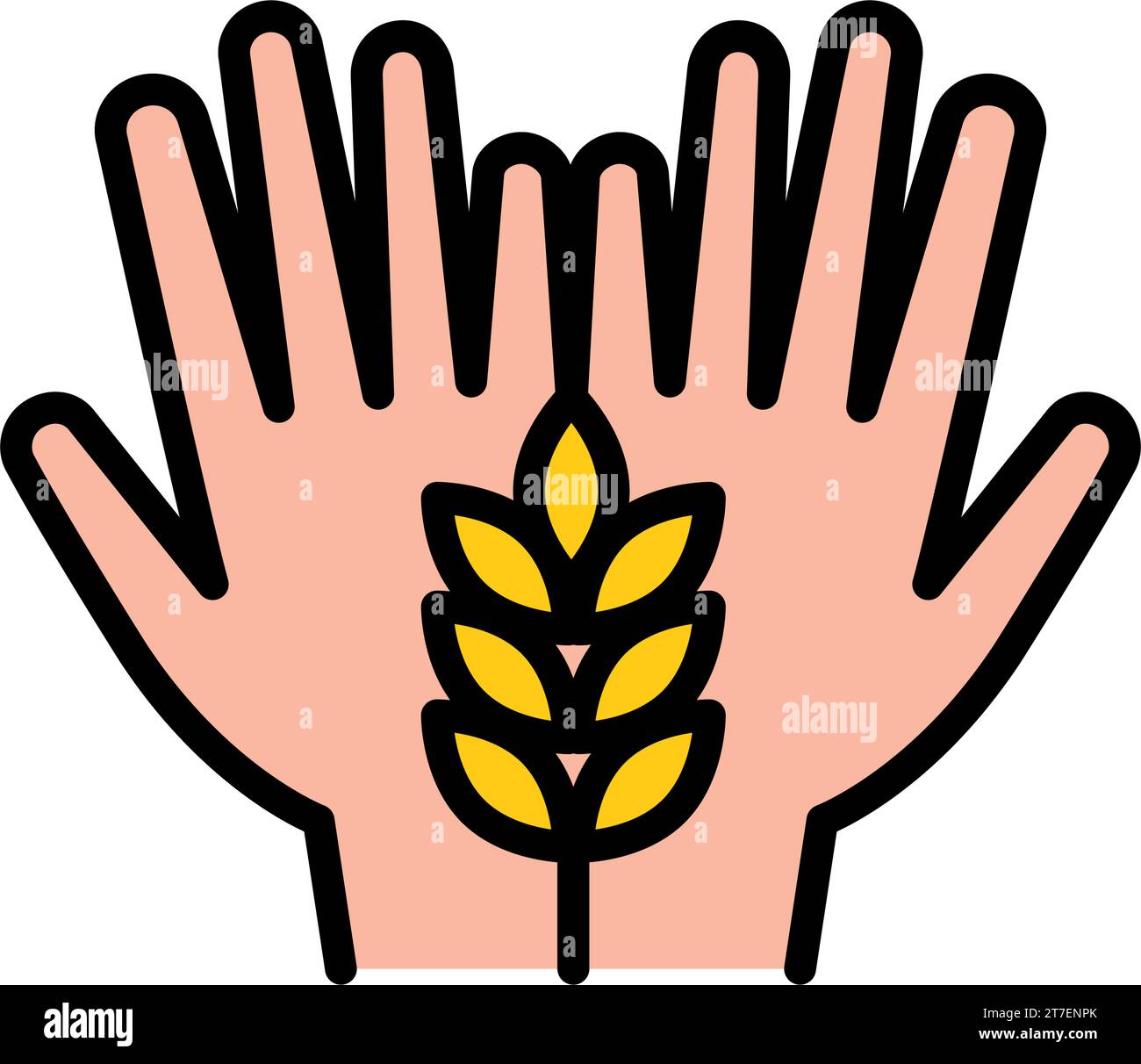 Simbolo colore conservazione frumento, orecchio, icona vettore grani di frumento per interfaccia utente. Logo di investimento agricolo simbolo semplice. Salvare il raccolto di grano Illustrazione Vettoriale