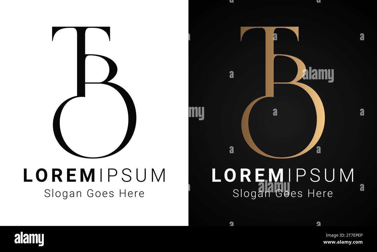 Design con logo Luxury iniziale TB o BT monogramma Text Letter Illustrazione Vettoriale
