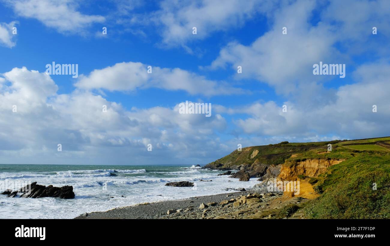 La spiaggia di Dollar Cove, Gunwalloe, Cornwall, UK - John Gollop Foto Stock