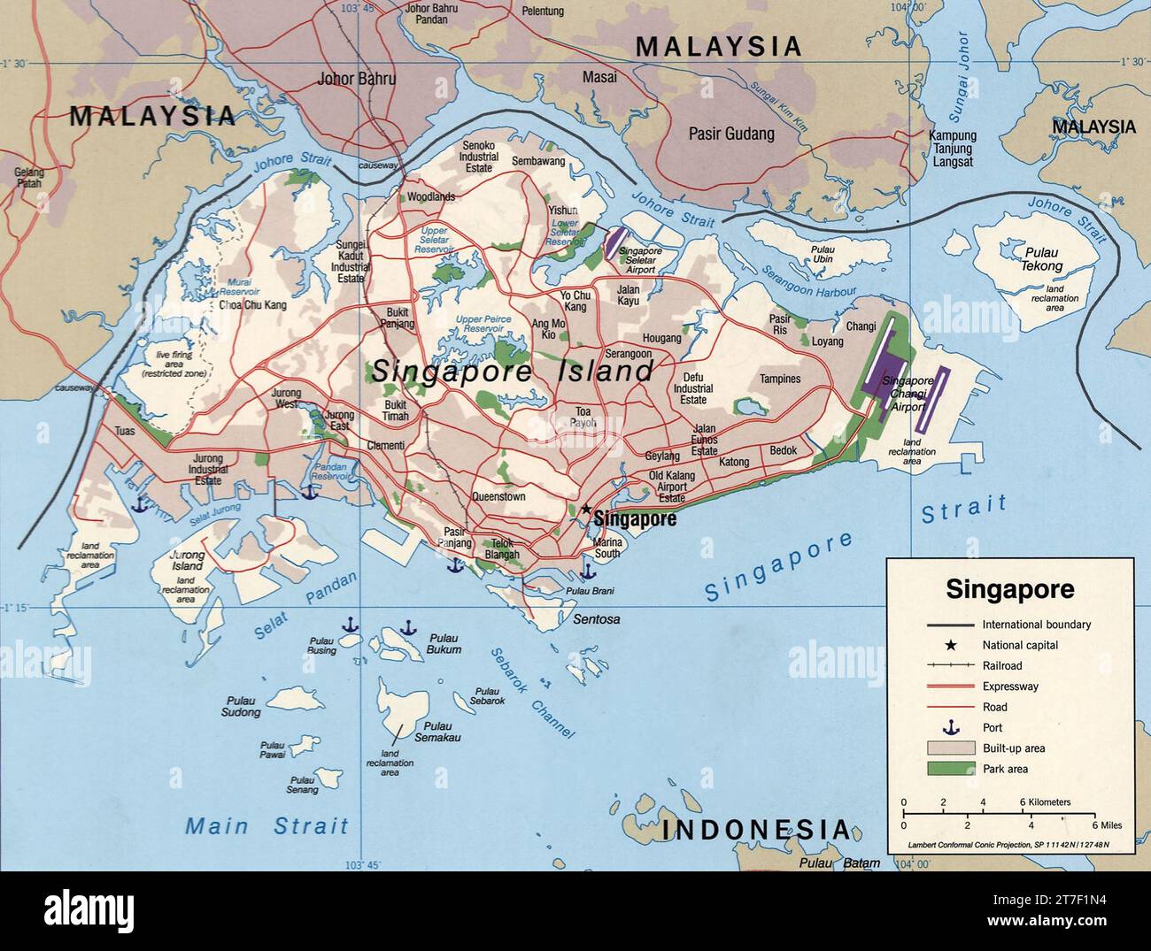 Mappa di Singapore, per gentile concessione della Central Intelligence Agency Foto Stock
