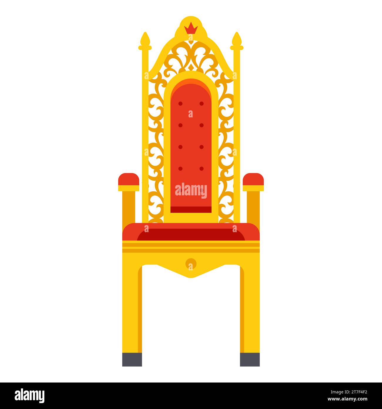 trono di sedia dorata su sfondo bianco. illustrazione del vettore piatto Illustrazione Vettoriale