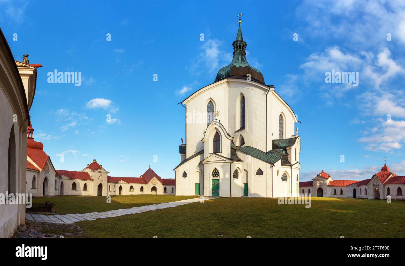 Pellegrinaggio chiesa di San Giovanni di Nepomuk su zelena Hora, collina verde, monumento patrimonio dell'umanità dell'unesco, Zdar nad Sazavou, Repubblica Ceca, barocco Foto Stock