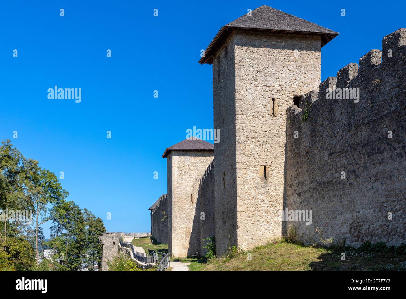 Buergerwehr, un'antica fortificazione sul monte Moenchsberg a Salisburgo, Austria Foto Stock