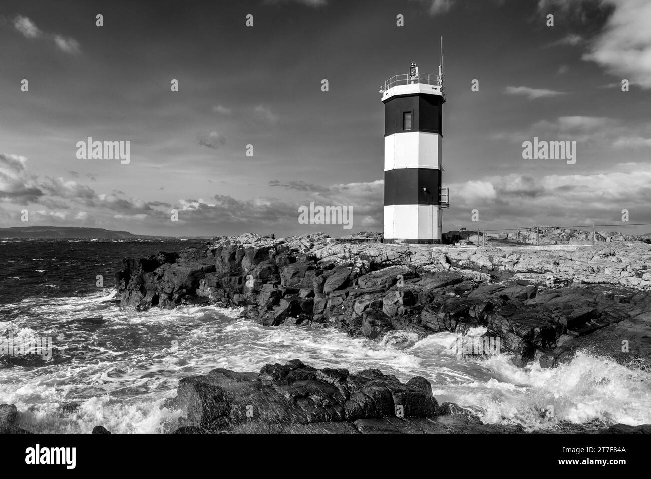 Rue Point Lighthouse, Rathlin Island, County Antrim, Irlanda del Nord, Regno Unito Foto Stock