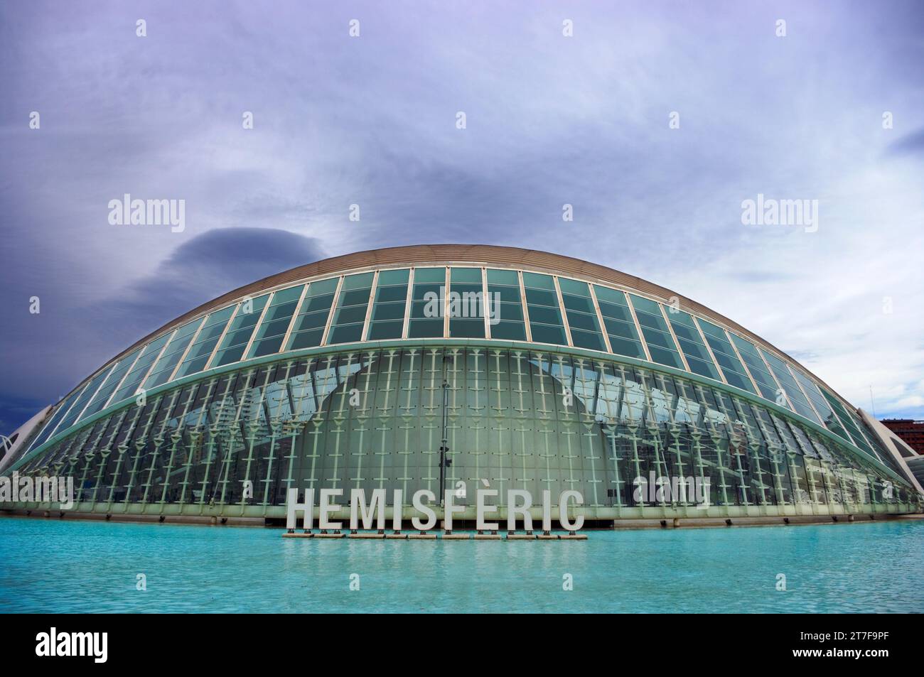 Vista frontale dell'Hemisférico di Valencia. Foto Stock