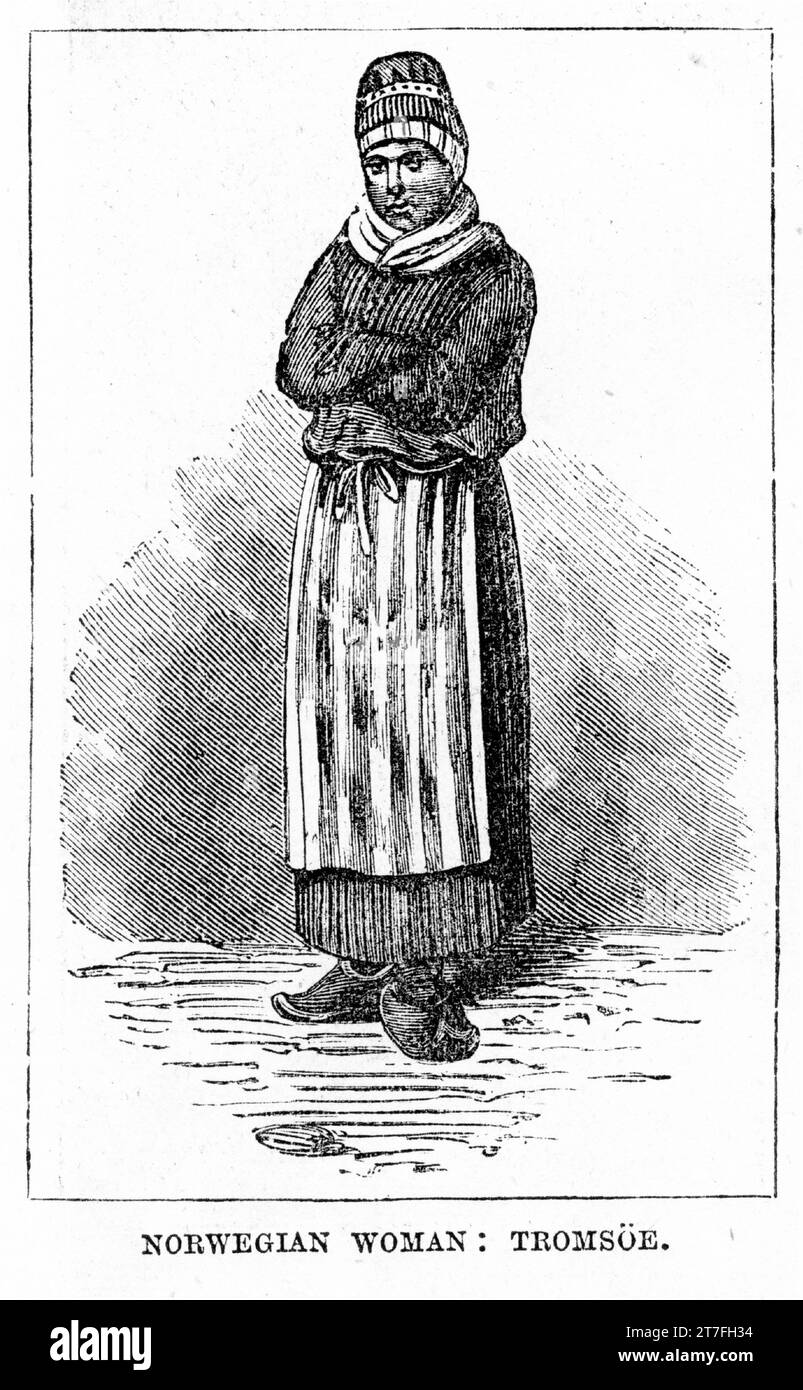 Ritratto inciso di una donna norvegese. Pubblicato intorno al 1887 Foto Stock